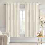 MIULEE Birch Back Tab Blackout Curtains 52x63 Inches Long 2 Panels Set | Rod by MIULEE