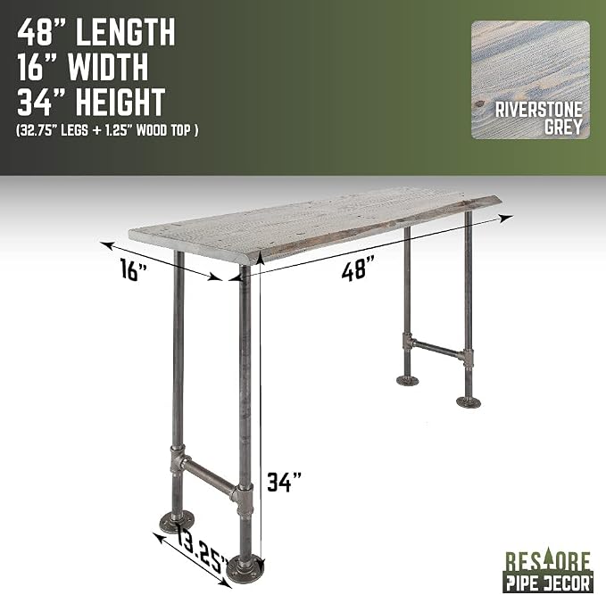 Restore by Pipe DÉCOR Live Edge Wood Console Table 48 in. x 16 in. x 34 in. - Image 3