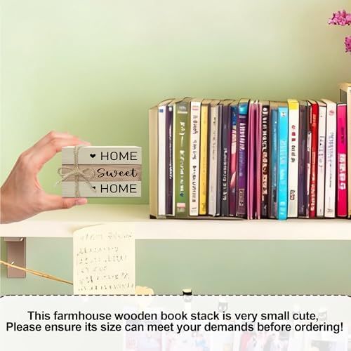 Mini Decorative Books For Home Decor, Small Wood Book Stack For Table Decor, Home Sweet Home decoration Books For Living Room Bookshelf, Farmhouse Stacked Books decoration（L54) - Image 2