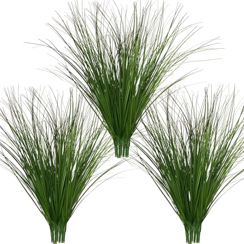 Ttranewsoo Artificial Grass Plants for Outdoor Planters, 24 Pcs 16.5 Inch Dark Green Fake Tall Grass, Faux Outdoor Plants and Greenery for Porch Pots, Patio, Garden, Entryway and Home Decor by Ttranewsoo