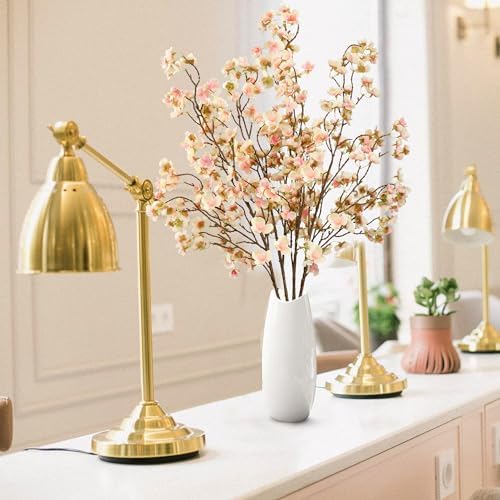 Sggvecsy Artificial Cherry Blossom Flowers 4 Pcs Faux Cherry Blossom Stems Faux Silk Cherry Blossom Branches 41’’ Fake Flowers Long Stems for Vase Arrangements Home Wedding Table Decor (Champagne) - Image 3