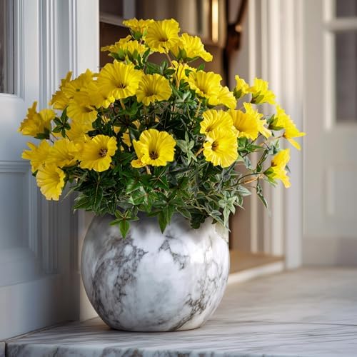Yellow Artificial Morning Glory Flowers for Outdoor Planters, Premium UV Resistant Silk Faux Flowers for Porch, Hanging Basket & Window Box, Spring Garden Decor, No Pot, 13.3 Inch, 4 Bundles - Image 6