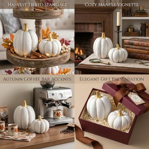 FESTGLOX Fall Pumpkin Decor, 2Pcs Resin Pumpkins for Decorating - Image 5