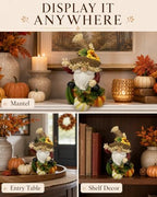SHEHIM Fall Decor Handmade Resin Scarecrow Gnome Figurine with Pumpkins 7'' - Image 5