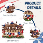5.71inch Highland Cow 4th of July Decor, Peeking Over Fence with Red Blue White America Banner, Rustic Resin Figurine for Farmhouse Table Decoration, US 250th Independence Patriotic Memorial Day Gift - Image 4