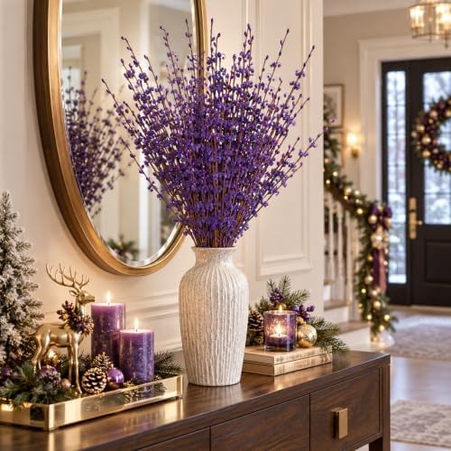 5Pcs Purple Jasmine Flowers 29.5" Artificial Pussy Willow Branches for Vase - Image 3