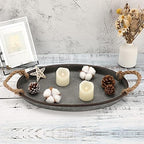 Hipiwe Galvanized Metal Iron Tray Farmhouse Serving Trays with Rope Handle - Image 2