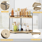 2-Tier Corner Bathroom Counter Organizer for Storage, Light Brown - Image 3