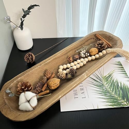 Wooden Dough Bowl Decor, Vintage Wooden Bowl Hand Carved Home Decor for Dining Table Center, Living Room, Kitchen Decor. (20inch brown) by Unknown