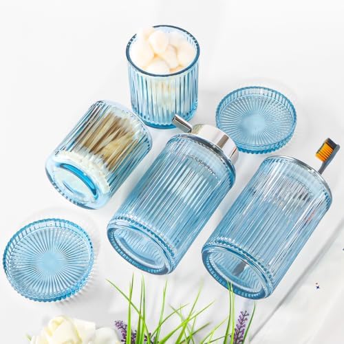 4pcs Blue Glass Bathroom Accessories Set - Image 6