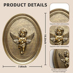 Newinhome Vintage Cherub Wall Sculpture Antique Wall Decor Hand Painted with Embossed Cherub Design, Oval Aesthetic Room Decor, Vintage Decoration for Living Room Hallway and Bedroom,Unique Gifts - Image 2