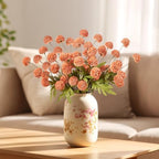 10Pcs 20.5" Artificial Pompon Mum Silk Flower Stems, Fake Chrysanthemum Ball Faux Flowers for Vase, Fall Floral Stems for Indoor Home Decor Wedding Centerpieces, Rose Red (No Vase) - Image 2