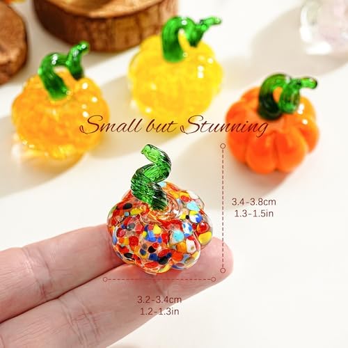 12 Pcs Mini Glass Pumpkin Figurines Halloween Thanksgiving Table Decor - Image 6