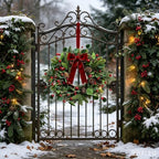 6 Pcs Small 4th of July Hanging Wreaths for Cabinets Patriotic Mini Candle Ring Wreath with Red White Blue Flowers (6, Greenery with Red Bells Pinecones) - Image 2