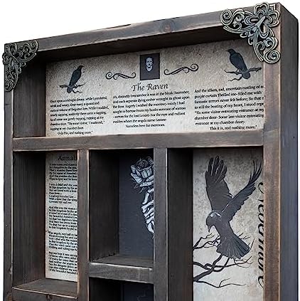 INSOVITA Rustic Edgar Allan Poe Poems Cabinet of Curiosities,Victorian Gothic Decor for Shelves, Small Wall Shelf, Halloween Decor, Floating Shelves, Vintage Wall Decor, Gift for Poetry/Goth Fans - Image 6
