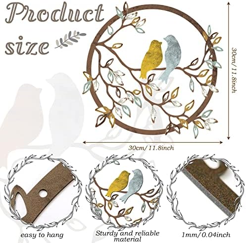 Ferraycle Metal Wall Art Bird Branches Hanging Ornament, Trendy Color - Image 2