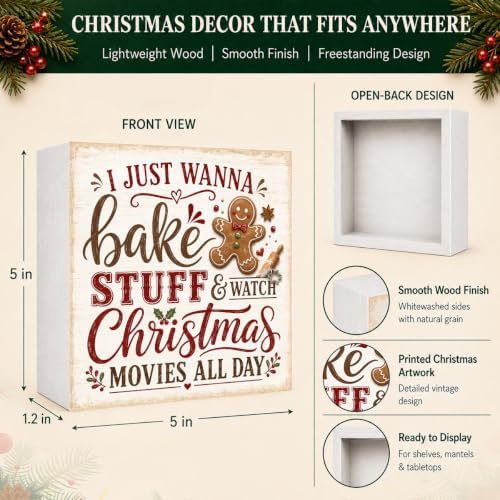Christmas Decorations Gingerbread Wooden Box Sign - Image 4