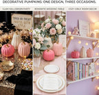 White Pink and Gold Pumpkin Decor, 3Pcs Resin Pumpkin Figurines Fall Decor - Image 5
