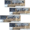 Lnond 4 Pieces Blue and Brown Abstract Living Room Wall Decor, Motivational Home Family Rustic Wall Art Decor for Bedroom Living Room, Rustic Wooden Farmhouse Home Decor, 12 x 4 Inch by Lnond
