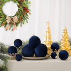 Velvet Christmas Ball Ornaments - 30pcs Flocked Christmas Ornaments Set Shatterproof Classic Hanging Xmas Tree Decorations with Rope for Wreath Holiday Home Decor (Blue) - Image 4