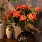 12 Pcs Artificial Rose Flowers, Silk Roses with Long Stems, Realistic Fake Roses for Wedding Centerpiece Party Home and Office DIY Decor, Orange - Image 5
