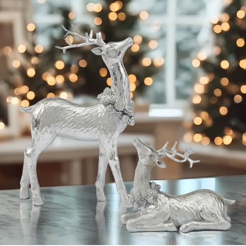 DN DECONATION Christmas Reindeer Figurines, Winter Deer Small Statues Decor - Image 4
