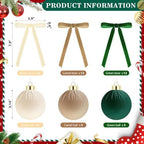 51 Pcs Christmas Velvet Ornaments 15 Pcs Christmas Tree Decor Balls 3.14" 36 Pcs Velvet Vintage Ribbon Bows 5/8" Wide 6 * 8" for Xmas Tree Hanging Decorations Home Indoor Decor (Three Colors) - Image 2