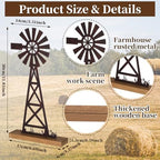Tandefio 1 Pcs Farmhouse Windmill Table Top Country Decor, Metal Rusty - Image 2