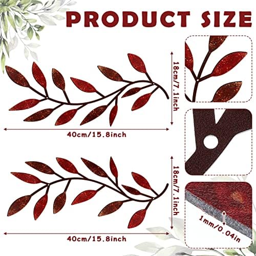 Zhengmy 2 Pcs Metal Leaf Wall Art Vine Branch Decor,Autumn Color - Image 2