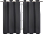Dark Grey Blackout Curtains 42 x 54 Inch Length Set of 2 Panels Grommet Bedroom - Image 2
