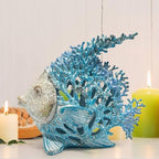 Hodao Sea Coral Fish Figurines Decoration Summer Beach Coastal Decor Coral Reef Angelfish Home Office Desk Decor Statues for Tabletop Shelf Bathroom Decoration Ornament Gifts for Mom (Blue) - Image 6