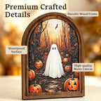 DAZONGE Halloween Wood Framed Arch Sign, Haunted Halloween Ghost Decor - Image 4