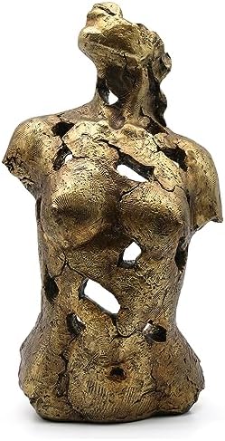 Lukitas Abstract Female Bust Statue Sculpture Home Decor, Golden, Resin 16" by Lukitas
