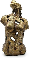 Lukitas Abstract Female Bust Statue Sculpture Home Decor, Golden, Resin 16" by Lukitas