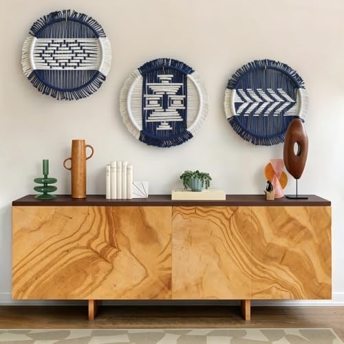 3Pcs macrame Wall Decor Round Woven Wall Art Boho Geometric 10.2"W*10.2"L - Image 3
