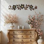 Wesiti Metal Flower Wall Art Decor Vintage Wrought Scroll, Black - Image 4