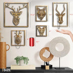Newinhome Animal Heads Wall Decor (Includes Metal Frame) Resin Animals Sculptures Head Wall Hanging Decoration Gold vintage Wall Sculpture for Living Room Bedroom Office(Jackalope) - Image 3