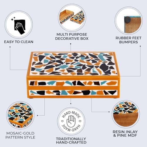 Handicrafts Home Decorative Storage Box 10x6 – Remote Organizer Box with Lid, Modern Decorative Keepsake Box, Boho Shelf Décor, Memory Box for Photos or Letters, Decorative Box for Table Décor - Image 3
