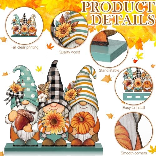 Wenqik 6 Pcs Fall Decor for Home Autumn Wooden Table Decorations Farmhouse - Image 4