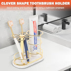 Toothbrush Holder Stand for Bathroom, Metal Toothbrush Organizer with Marble Base, Toothbrush Storage Collection for Family, Suitable for Home Hotel Countertop Vanity (Medium, Gold) - Image 3