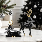 WDS WONDROUS Christmas Reindeer Decorations Modern Black Gold Table Decor - Image 3
