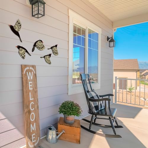 Barydat 5 Pcs Wooden Bird Wall Art decor folk Birds art Decor,Black - Image 6