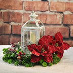 10 Pcs 9.4" Velvet Poinsettia Picks Glitter Artificial Christmas Flower Stems for Xmas Tree Wreath Garland Winter New Year Home Decoration, Dark Red - Image 5