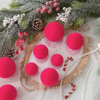 46Pcs Velvet Christmas Ball Ornaments Set - Flocked Shatterproof Christmas Tree Decorations Classic Hanging Ornaments with Rope for Xmas Wreath Holiday Home Decor (Multi-Size, Fuchsia Pink) - Image 3