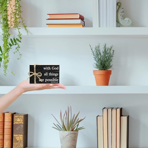 Decorative Books For Home Decor, Christian Table Faux Wood Book Stack Decor, With God All Things Are Possible Bible Stacked Book Decor, Stack Display Books For Nightstand Display, Three Pieces -C(14) - Image 3