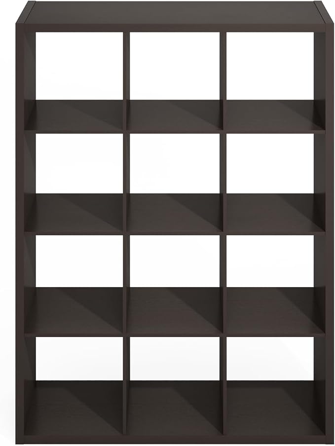 Furinno Simple Cube Storage Organizer, 12-Cube Display Shelf, Open Back - Image 7