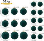 Velvet Christmas Ornaments Set 38Pcs Flocked Shatterproof Christmas Ornaments for Christmas Tree Decorations Xmas Decorative Hanging Christmas Ball Ornaments for Holiday Home Decor - Image 2