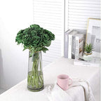10pcs Dark Green Roses Artificial Flowers, Realistic Faux Rose with Stem - Image 2