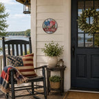 Welcome American Flag Metal Sign 8x8in Round Patriotic Plaque for Porch Wall Decor National Pride Gift - Image 7