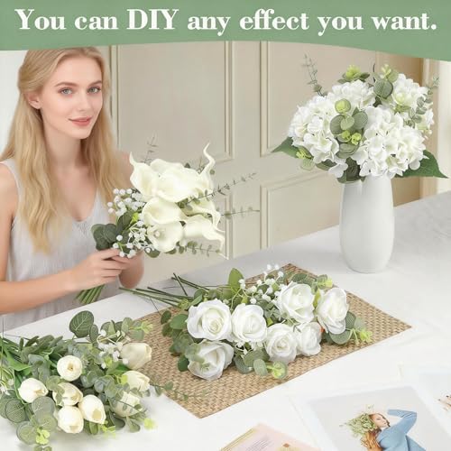 55pcs Hydrangea Artificial Flowers, Silk Fake Flower for Home Vase Decor - Image 5
